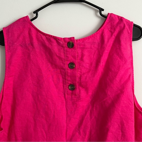 J. Crew Hot Pink Linen Sleeveless Tank Blouse - Picture 3 of 5